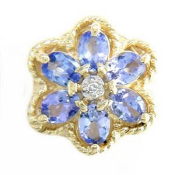 B2307 14K SLIDE WITH DIAMOND CENTER/FLOWER DESIGN 